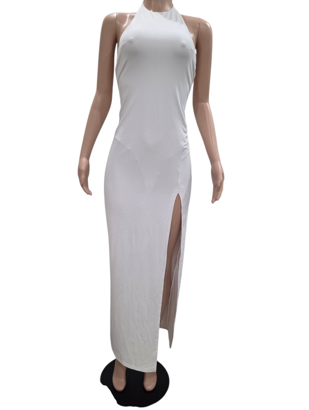 Susana Monaco White Backless Halter Maxi Dress